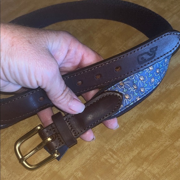 Vineyard Vines Kids' Belt with Blue and Brown Pattern size 26” inches - Picture 2 of 9